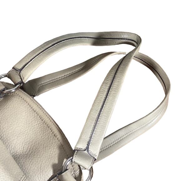 B. Makowsky Cream Leather Satchel Zipper Top Bag Women - Picture 12 of 16